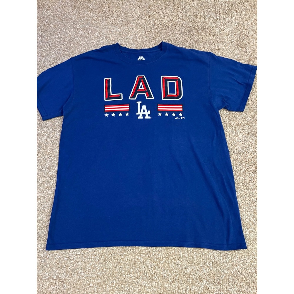 Majestic LA Dodgers LAD Logo Graphic T-Shirt Blue Men's Large MLB Tee
